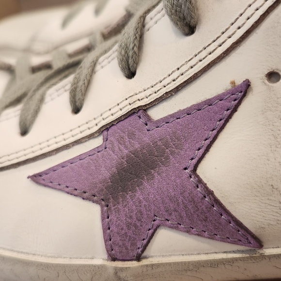 GOLDEN GOOSE FRANCY CLASSIC  HIGH TOP SIZE 8  WHITE/LAVENDER/FUXIA - Picture 5 of 16